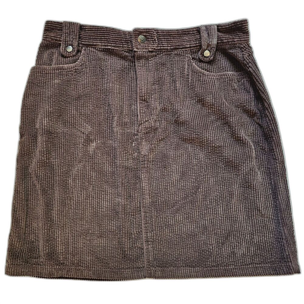 realcomfort by Chadwick's Brown 100% Cotton Corduroy Skirt sz 16